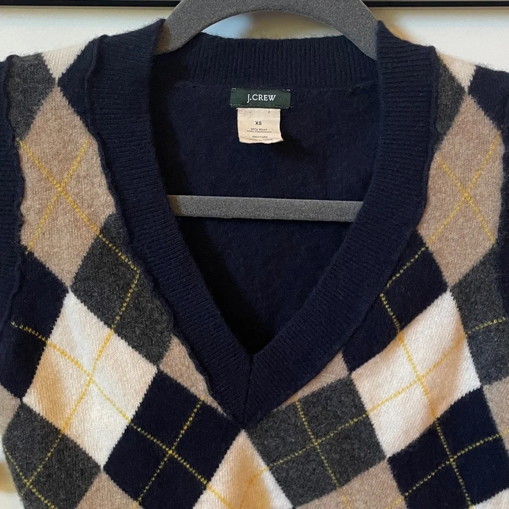 J. Crew V-Neck Argyle Sweater Vest XS